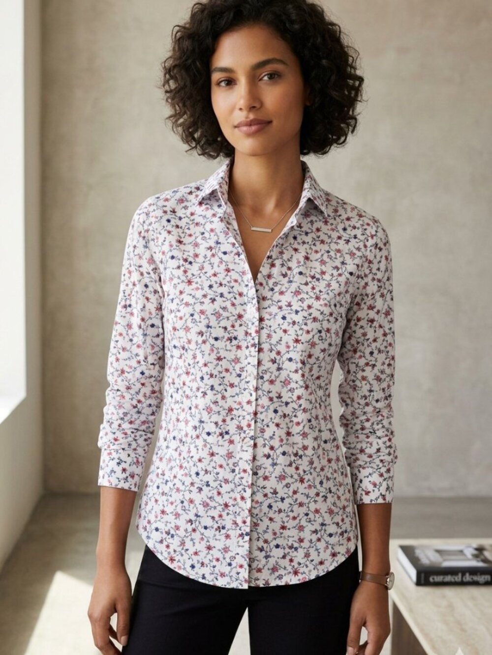 NWT Express Women's XS Ditsy Floral Button Down Shirt‎